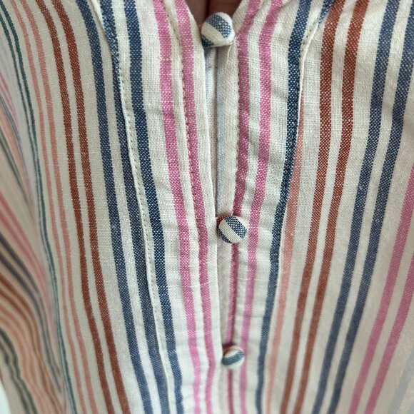 EUC Women's Gap Tie-Front Top, multi color stripe, linen blend - medium - Picture 6 of 7